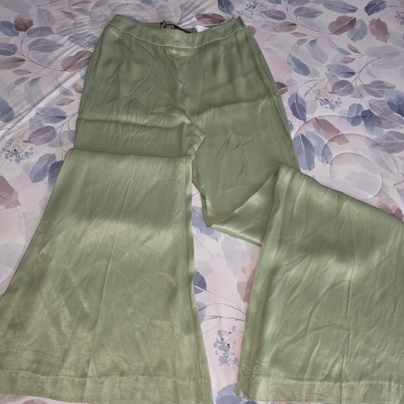 Zara Sage Green Wide Leg Dress Pants - Picture 7 of 7